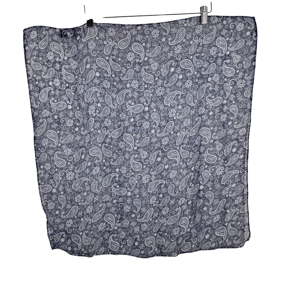 Scoop Paisley Scarf‎ Blue White Lightweight Sheer Wrap Shawl Boho Floral